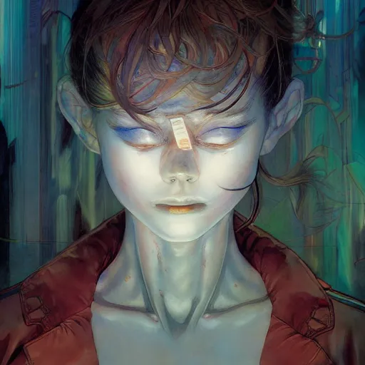 Image similar to prompt : shadow portrait soft light painted by james jean and katsuhiro otomo and erik jones, inspired by evangeleon anime, smooth face feature, intricate oil painting, high detail illustration, sharp high detail, manga and anime 1 9 9 9