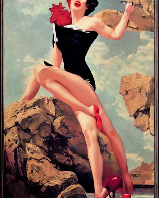 Prompt: William Dafoe by Gil Elvgren
