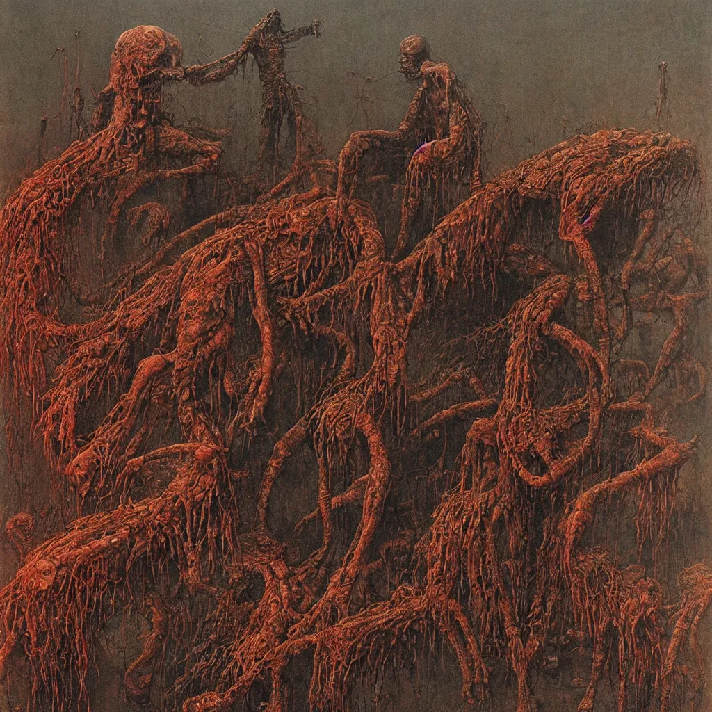 Prompt: gritty, disgusting, vile, wretched, centipede, beksinski