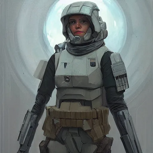 Image similar to scifi art by greg rutkowski, a soldier wearing the tactical gear of the corellian confederation, star wars expanded universe, she is about 6 0 years old, highly detailed portrait, digital painting, artstation, concept art, smooth, sharp foccus ilustration, artstation hq