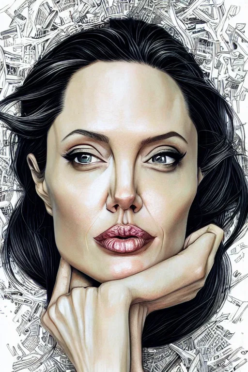 Image similar to Angelina Jolie, victo ngai, artgerm portrait