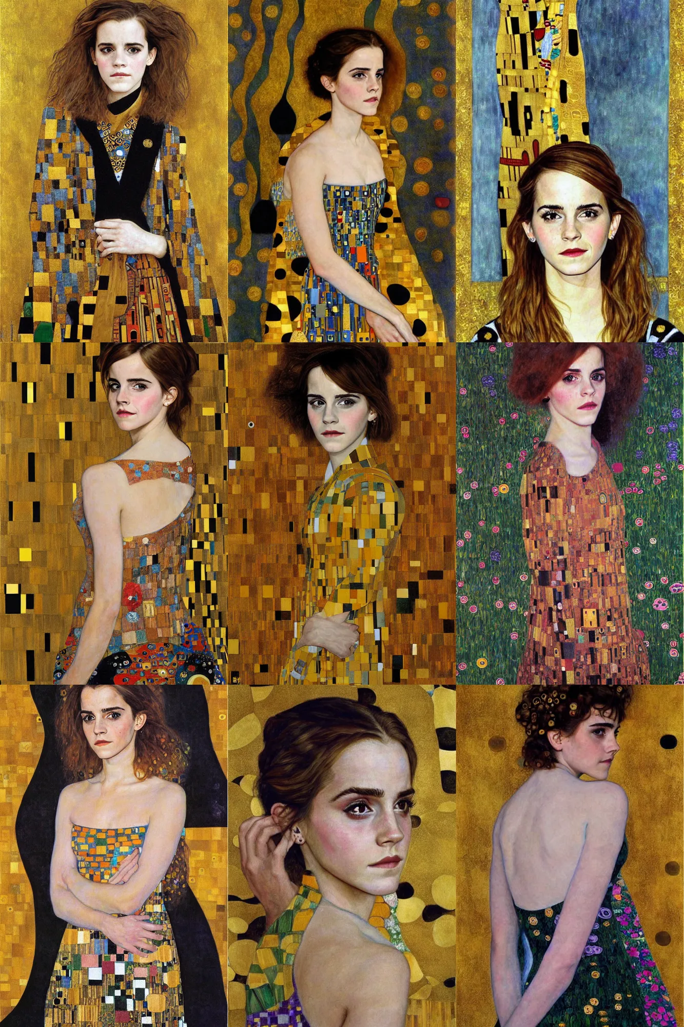 Prompt: emma watson, painting by gustav klimt