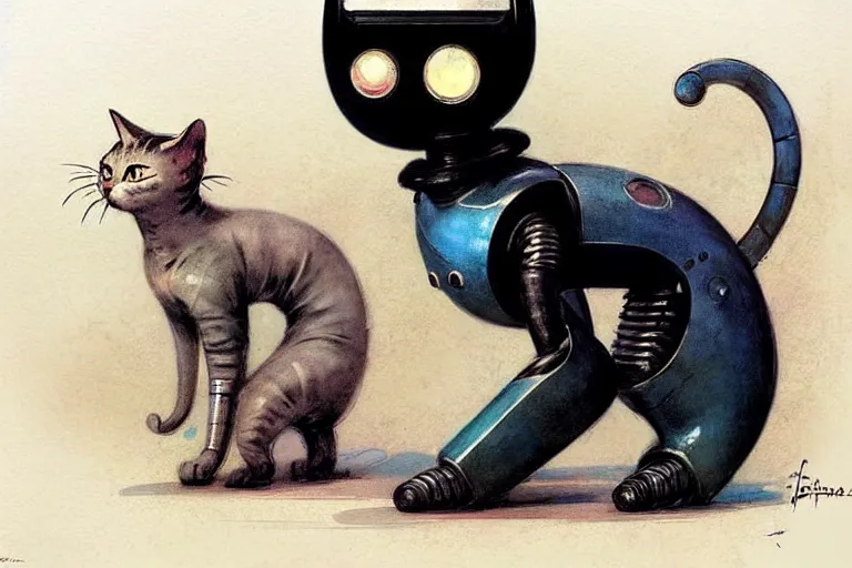 Image similar to ( ( ( ( ( 1 9 5 0 s retro future robot cat. muted colors. ) ) ) ) ) by jean - baptiste monge!!!!!!!!!!!!!!!!!!!!!!!!!!!!!!