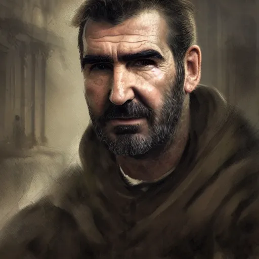 Prompt: A portrait of Eric Cantona, Matte painting , detailed painting, greg rutkowski