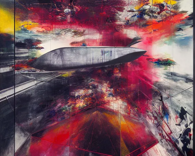 Image similar to the physical impossibility of death, in a brutalist designed space ship, rich deep colours, painted by francis bacon, adrian ghenie, james jean and petra cortright, part by gerhard richter, part by takato yamamoto. 8 k masterpiece