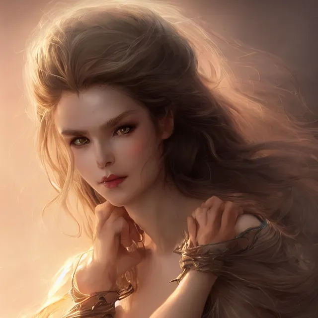 Image similar to a beautiful female cleric, ethereal, dreamy, backlit, highly detailed, stern expression, realistic lighting, sharp focus, windswept, rule of thirds, symmetrical facial features, by artgerm, wlop, rossdraws, frank frazetta, andrei riabovitchev, trending on artstation, hd, 4 k, fantasy