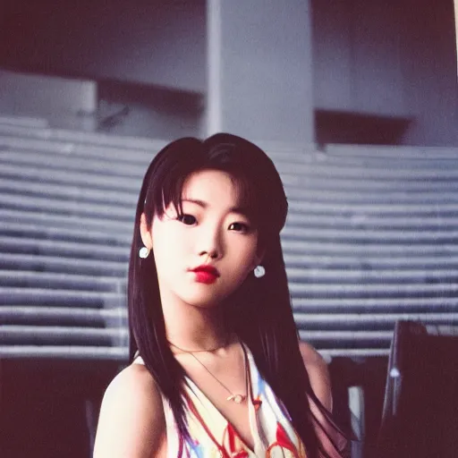 Prompt: 1990s Photograph of a Kpop idol, 35mm film look