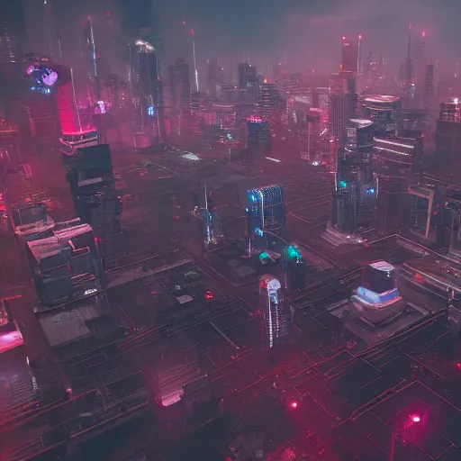 Prompt: a polluted cyberpunk city, aerial view, realistic, detailed, cinematic light, art by unreal engine 5 art