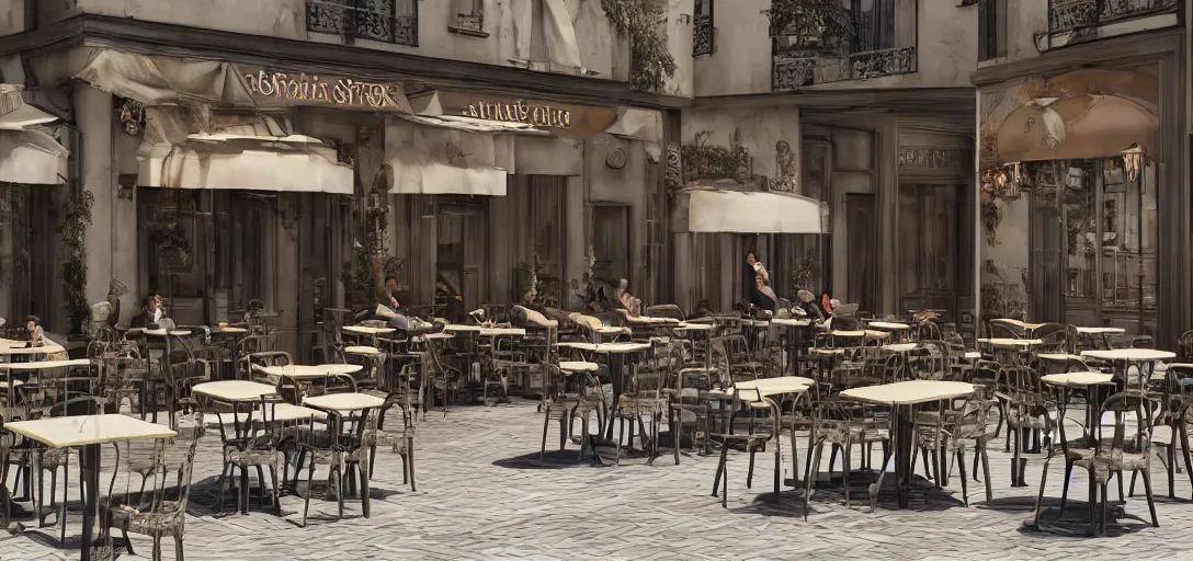 Prompt: a photorealistic render of a parisian cafe at lunch time but all the chairs look like the iron throne, iron throne from game of thrones, fancy french waiters, ultra detailed face, 8 k, artstation, volumetric lighting, smooth, highly detailed, octane render, by andres rocha and albert bierstadt and greg rutkowski