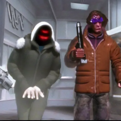 Image similar to a still of from the movie the thing ( 1 9 8 2 ) crossover with the game saints row 3