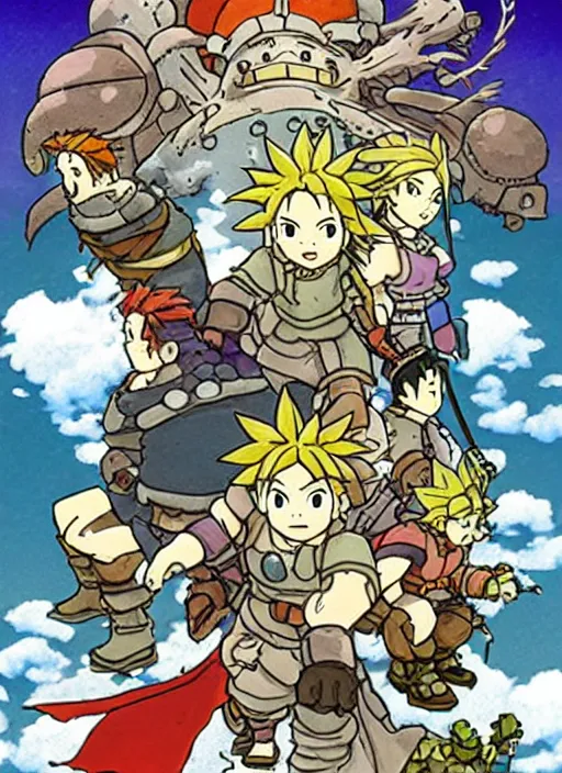 Image similar to chrono trigger in the style of studio ghibli