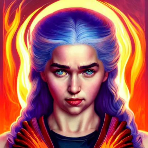 Image similar to fire flaming lofi daenerys targaryen portrait with dragons, Pixar style, by Tristan Eaton Stanley Artgerm and Tom Bagshaw.