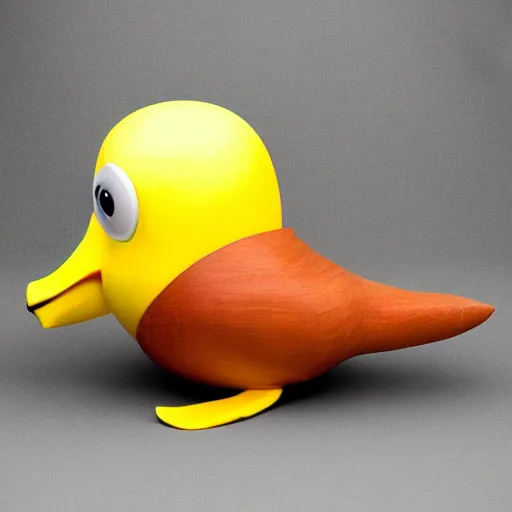 Image similar to banana duck 8k high resolution, super detailed peeled banana with duck beak and small dot eyes.