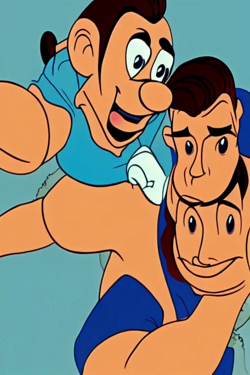 Image similar to portrait of gigachad, screenshot of an animated film by walt disney, 1 9 9 8