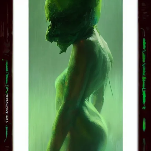 Image similar to portrait of green noise an amorphous blob of love painted by greg rutkowski, wlop, artgerm,