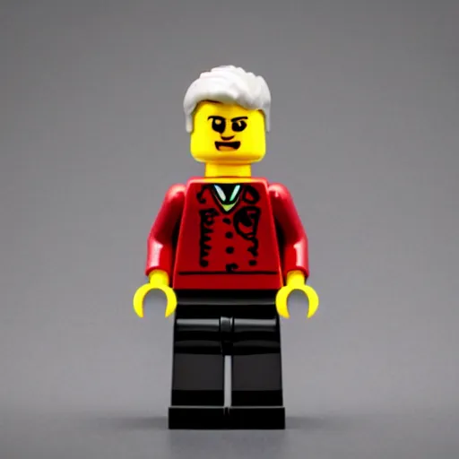 Image similar to lego minifig of elon musk looking angry