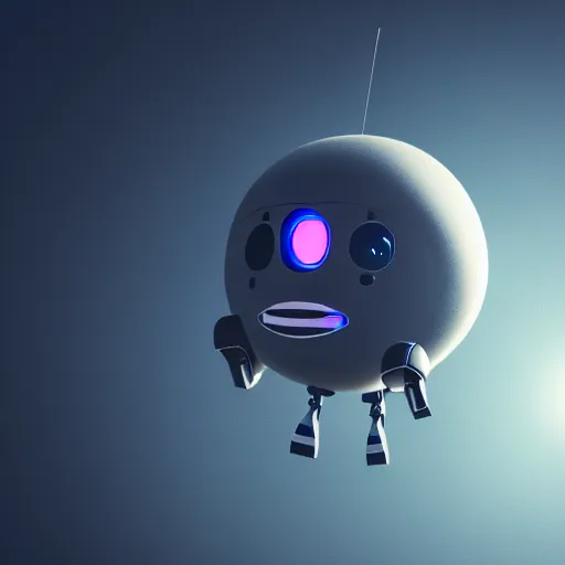 Image similar to a little cute robot flies around the earth. super realistic 8 k render of a dark hooded powerful elegant, cinematic composition