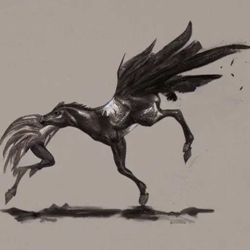 Image similar to a raven and horse chimera