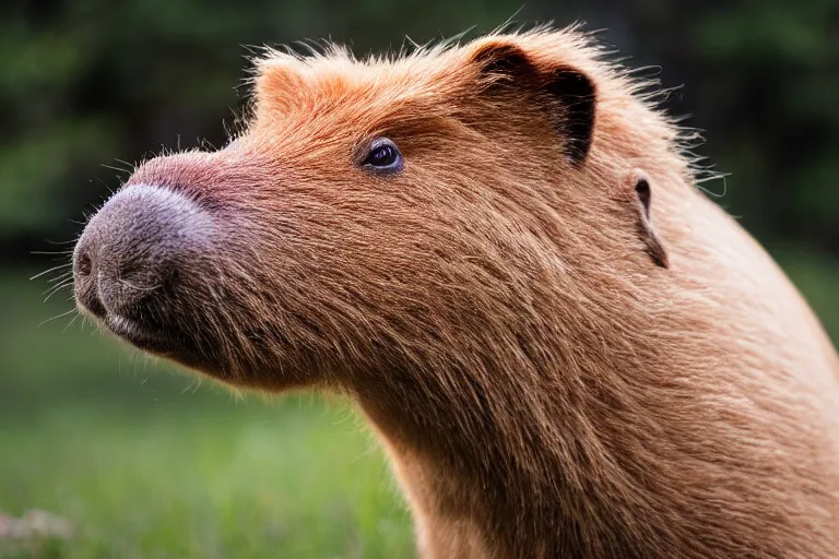 Image similar to a capybarar goldendoodle!!! hybrid! hyper realistic!! realistic lighting!! wildlife photographer of the year!!! bold natural colors, national geographic, hd, wide angle, 8 k