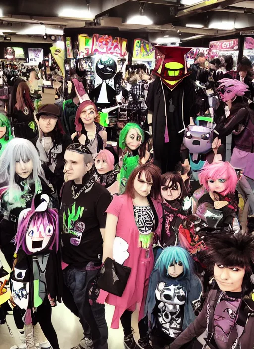 Image similar to hot topic anime convention, invader zim merch