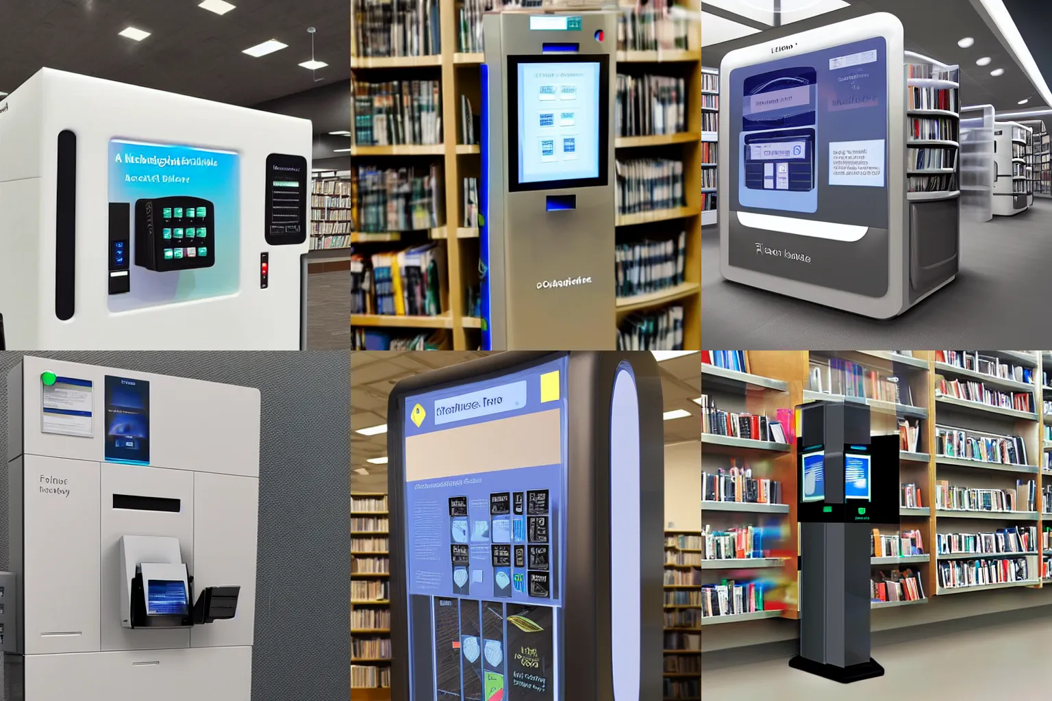 Prompt: A futuristic Library Self Service Machine