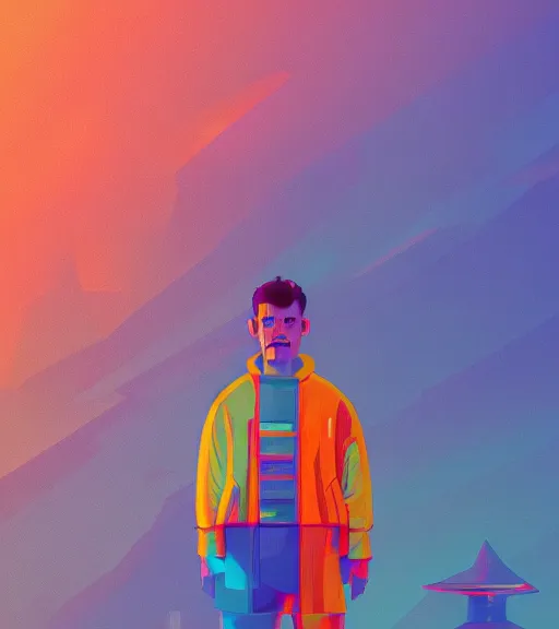 Image similar to rex orange county, an album cover by mike winkelmann, cubo - futurism, synthwave, outrun, chillwave, trending on artstation