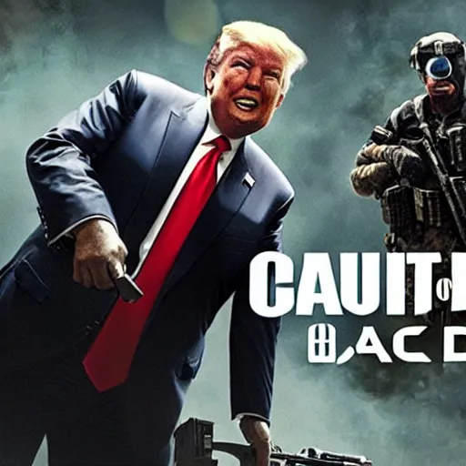 Image similar to Donald Trump on the call of duty black ops 2 cover art