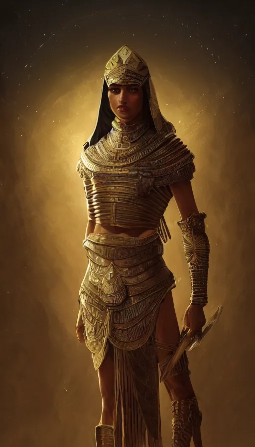 Image similar to egyptian warrior in a winter night, shaman clothing, ritual, moon beams, fame of thrones, fibonacci, sweat drops, insane, intricate, highly detailed, surrealistic, digital painting, artstation, concept art, smooth, sharp focus, illustration, unreal engine 5, 8 k, art by artgerm and greg rutkowski and alphonse mucha