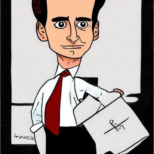 Prompt: patrick bateman, cartoon, simple, cute