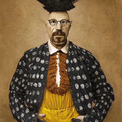 Image similar to giuseppe arcimboldo, walter white, full body shot, studio lightning