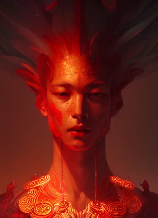 Image similar to portrait of sek the seven handed god of blood and death, intricate, elegant, glowing lights, highly detailed, digital painting, artstation, concept art, smooth, sharp focus, illustration, art by wlop, mars ravelo and greg rutkowski
