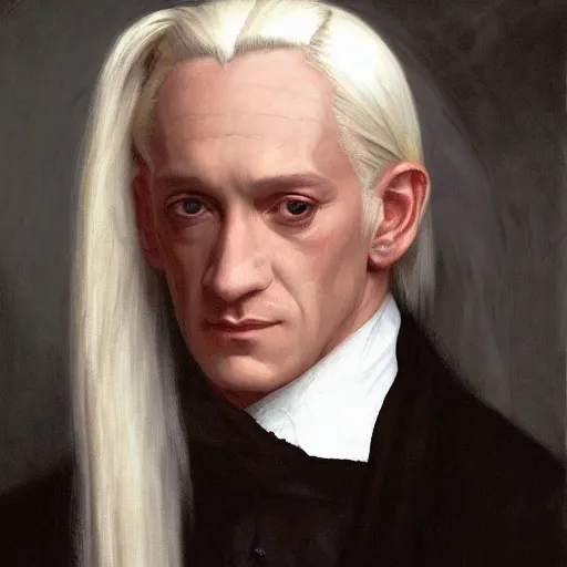 Image similar to Painting of Lucius Malfoy. Art by william adolphe bouguereau. During golden hour. Extremely detailed. Beautiful. 4K. Award winning.