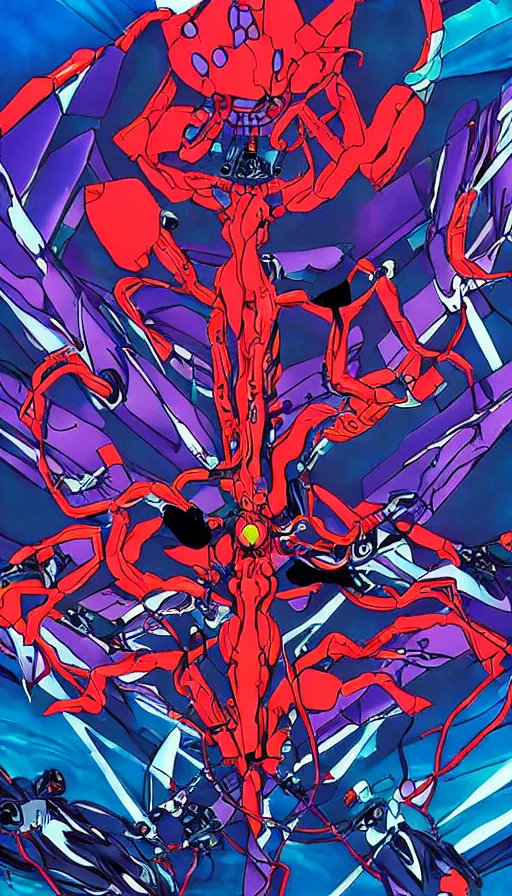 Prompt: psytrance artwork, from evangelion