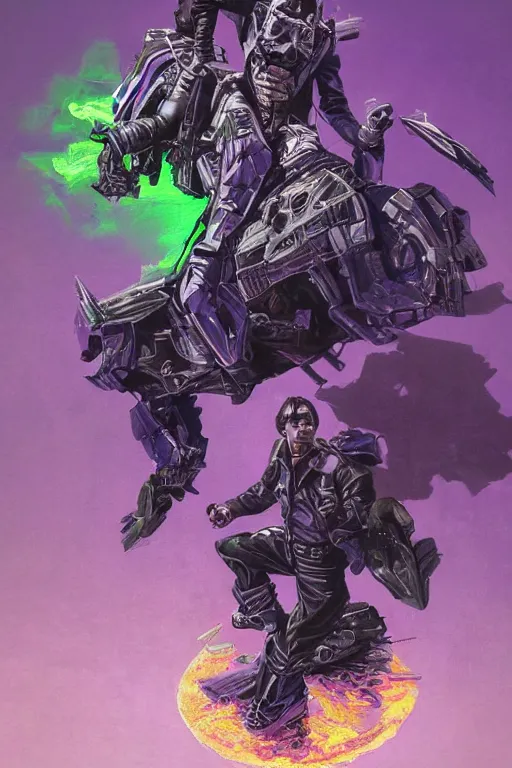 Image similar to portrait of cowboy johnny cash as purple green optimus prime from transformers surfing tonic fluids on guitar zord ufo hoverboard, intricate, highly detailed, smooth, artstation, digital illustration by Ruan Jia and Mandy Jurgens and Artgerm and Wayne Barlowe and Greg Rutkowski and Zdislav Beksinski