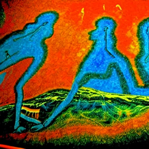 Image similar to psychedelic trip, paleolithic cave painting