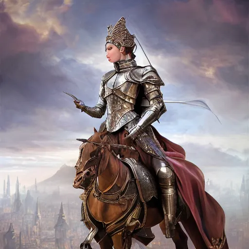 Prompt: a masterpiece ultrarealistic ultradetailed portrait of beautiful full armored knight princess baroque renaissance. medium shot, intricate, elegant, by stanley artgerm lau, wlop, rossdraws, james jean, andrei riabovitchev, marc simonetti, background by james jean, light by julie bell, porcelain skin. global illumination. vfx