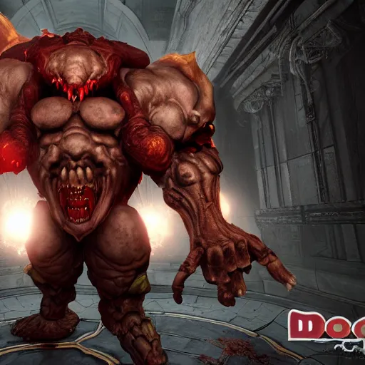 Image similar to mancubus from doom eternal, photography