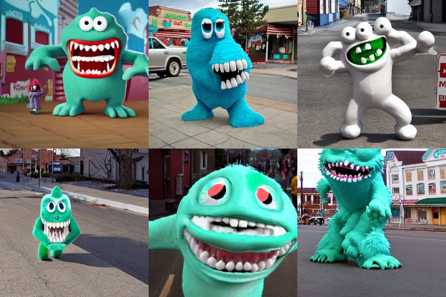 Prompt: toothpaste monster attacking a small town