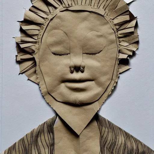 Image similar to a girl made of folded paper,