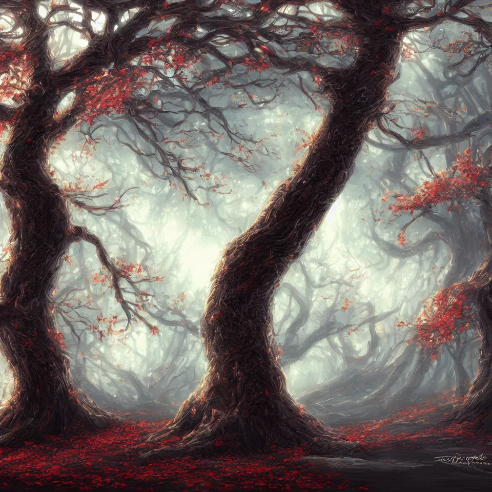 Prompt: tree,beautiful autumn, digital art, concept art, fantasy art, highly detailed, HD wallpaper, artstation, Deviantart, abeyance