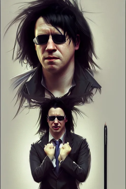 Prompt: Boris Johnson as Neo from Matrix in sunglasses, full body realistic portrait, highly detailed, muscular body, digital painting, artstation, concept art, smooth, sharp focus, illustration, cinematic lighting, art by artgerm and greg rutkowski and alphonse mucha