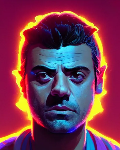 Image similar to portrait, oscar isaac as a shaman, bright backlit, key lighting, smooth, gaudy colors, maya render, octane render aesthetic, lol matte painting concept art, official fanart behance hd artstation by jesper ejsing, by rhads and makoto shinkai and lois van baarle and ilya kuvshinov and rossdraws