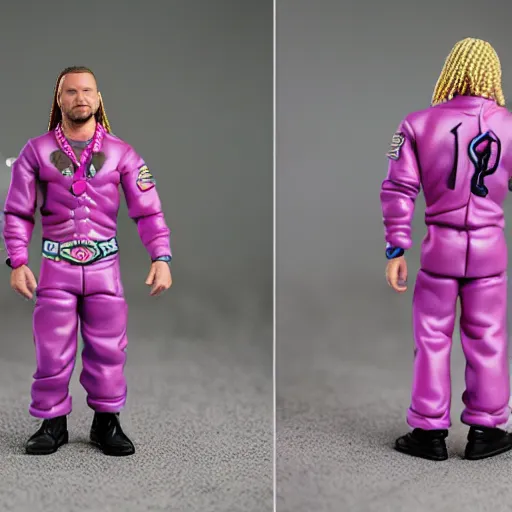 Prompt: jody highroller, miniature action figure, promotional studio photography