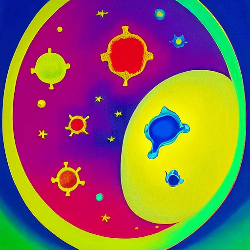 Image similar to peter max painting of coronavirus