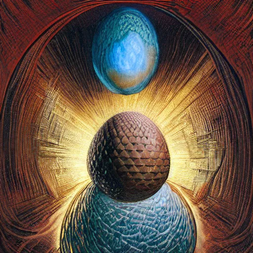 Prompt: presidential portrait of immense, majestic, surreal, terrifying joe biden emerging from the cosmic egg, perfectly clear face, by j. c. leyendecker, alex grey, anato finnstark, bosch, and beksinski