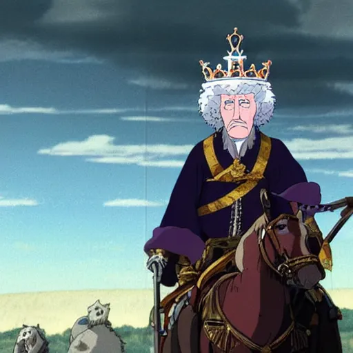 Image similar to portrait of king charles the 4 th in a still in a miyazaki movie