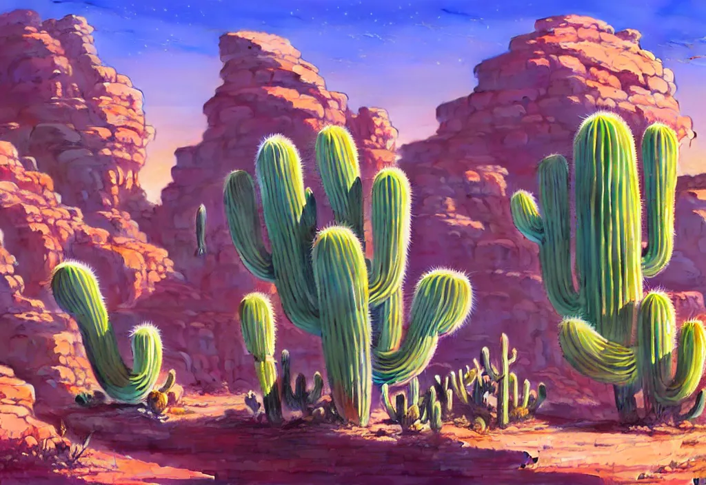 Prompt: a western ghost town with a chubby futuristic cactus in the foreground, intricate oil painting, high detail illustration, sharp high detail, manga and anime 1 9 9 9, official fanart behance hd artstation by jesper ejsing and makoto shinkai, 4 k,