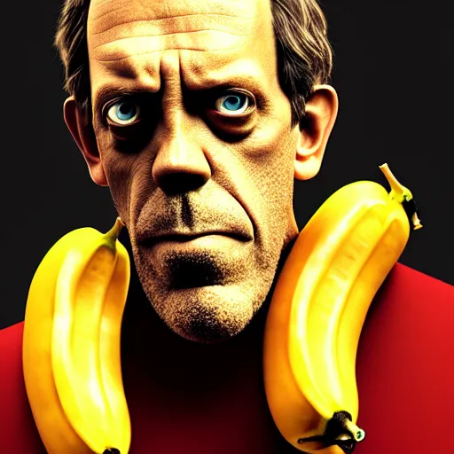 Image similar to hugh laurie is fused into banana, artstation, cgsociety, concept art, illustration, 8 k