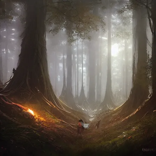 Image similar to fantastical forest by Greg Rutkowski