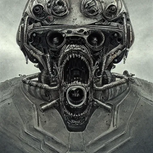 Image similar to motorbikers cyborgs, horror art by beksinski and szukalski and giger and and pyromallis and dzo and iris compiet and seb mckinnon and, technical drawing, blueprint, highly detailed, intricate, sharp focus, trending on artstation hq, deviantart, unreal engine 5, 4 k uhd image